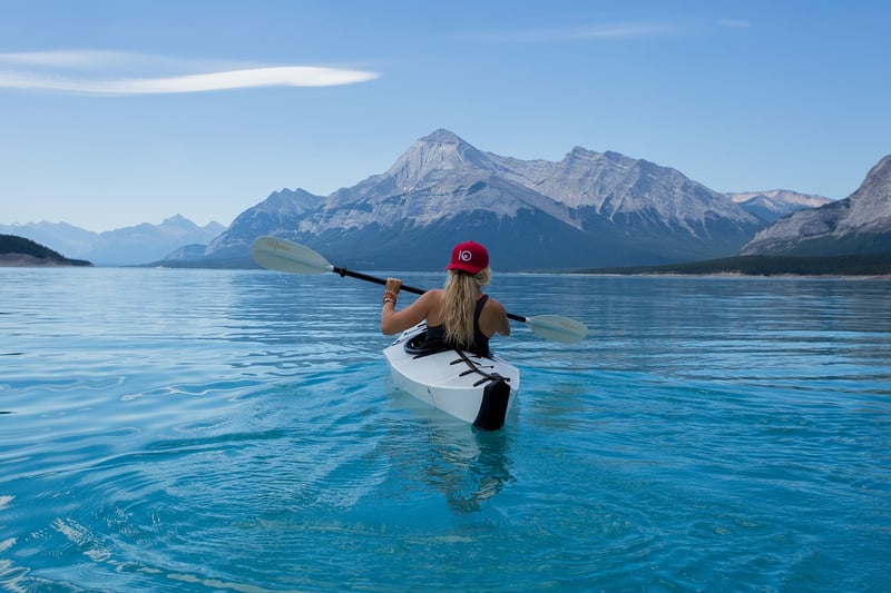 Canoeing on a serene lake